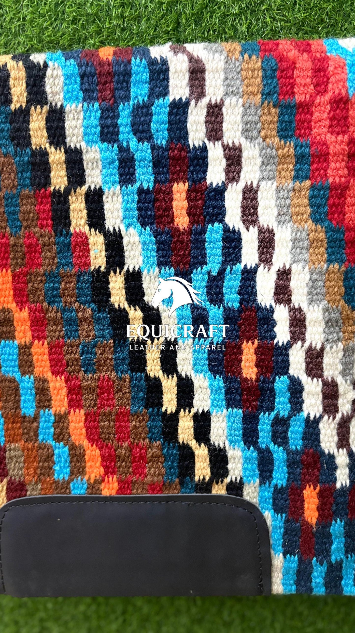 Multicolor Wool Western Saddle Pad – Rainbow Mosaic Show Pad | Horse Blanket Barrel Racing Rodeo Ranch Tack SIZE 34X 36