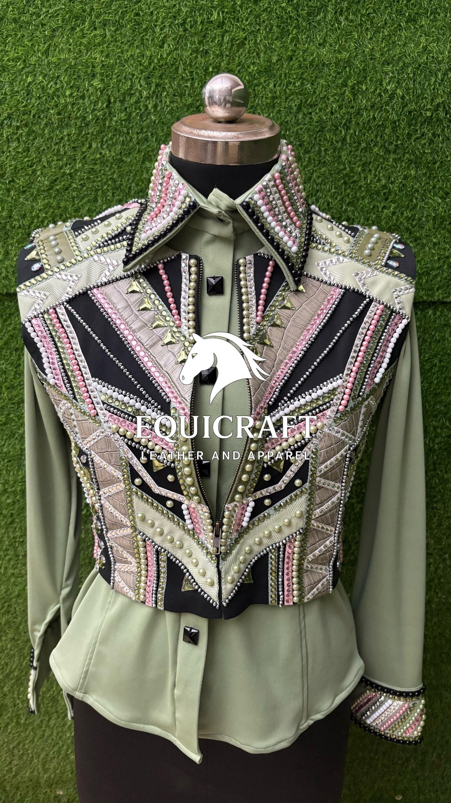 Light Green Bolero + Matching Long Sleeve Shirt western show Bolero Set All sizes