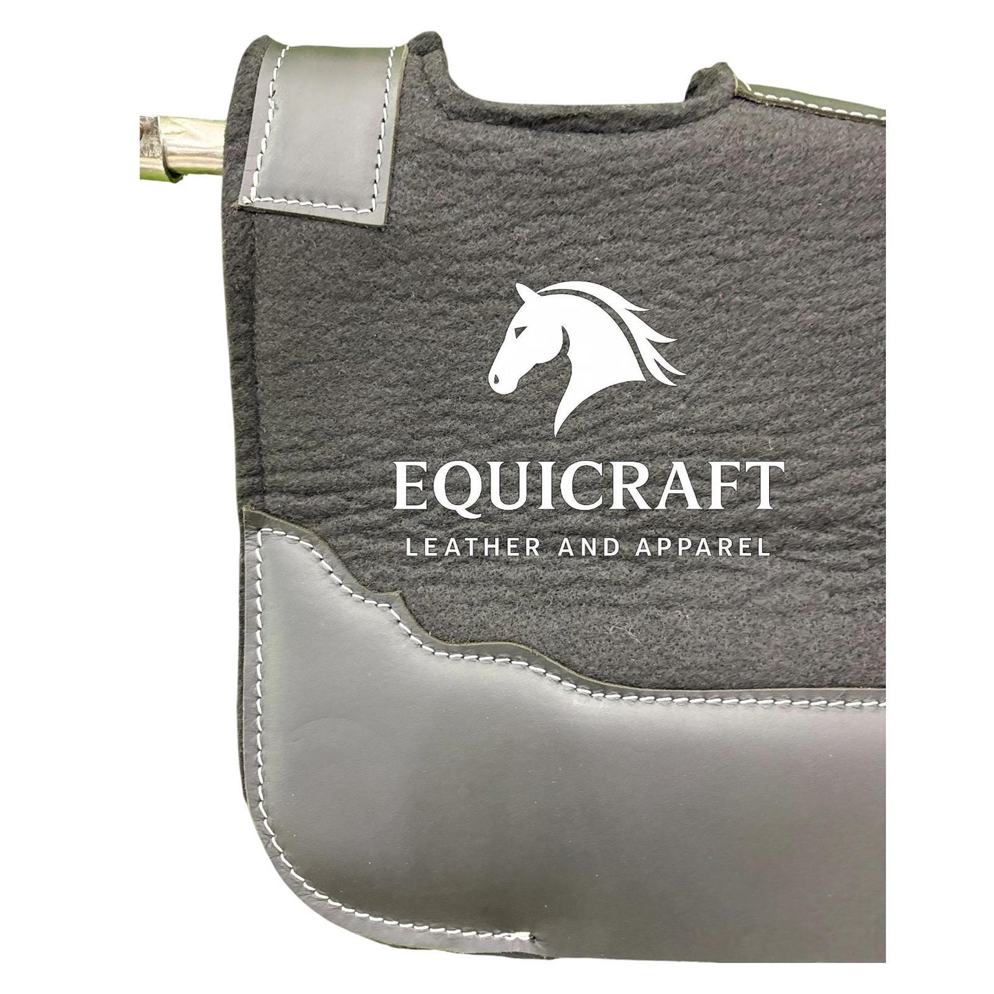 18 MM Black Woollen Felt Saddle Pad with Leather | Western Riding Pad | 30X30" & 32X32"