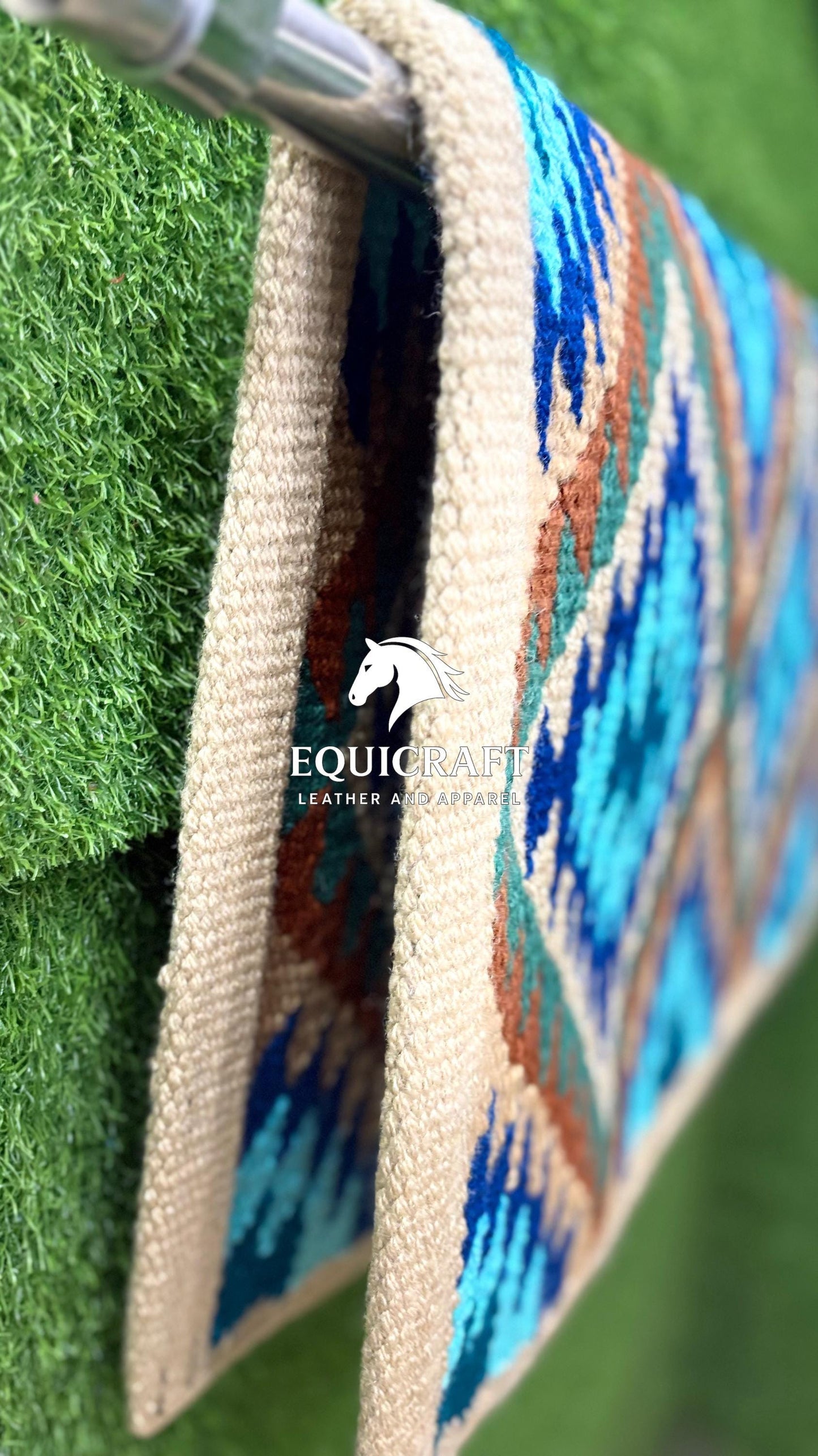 Western Ranch Saddle Blanket | NZ Wool Handwoven Pad | Customizable Horse Tack SIZE 32X32