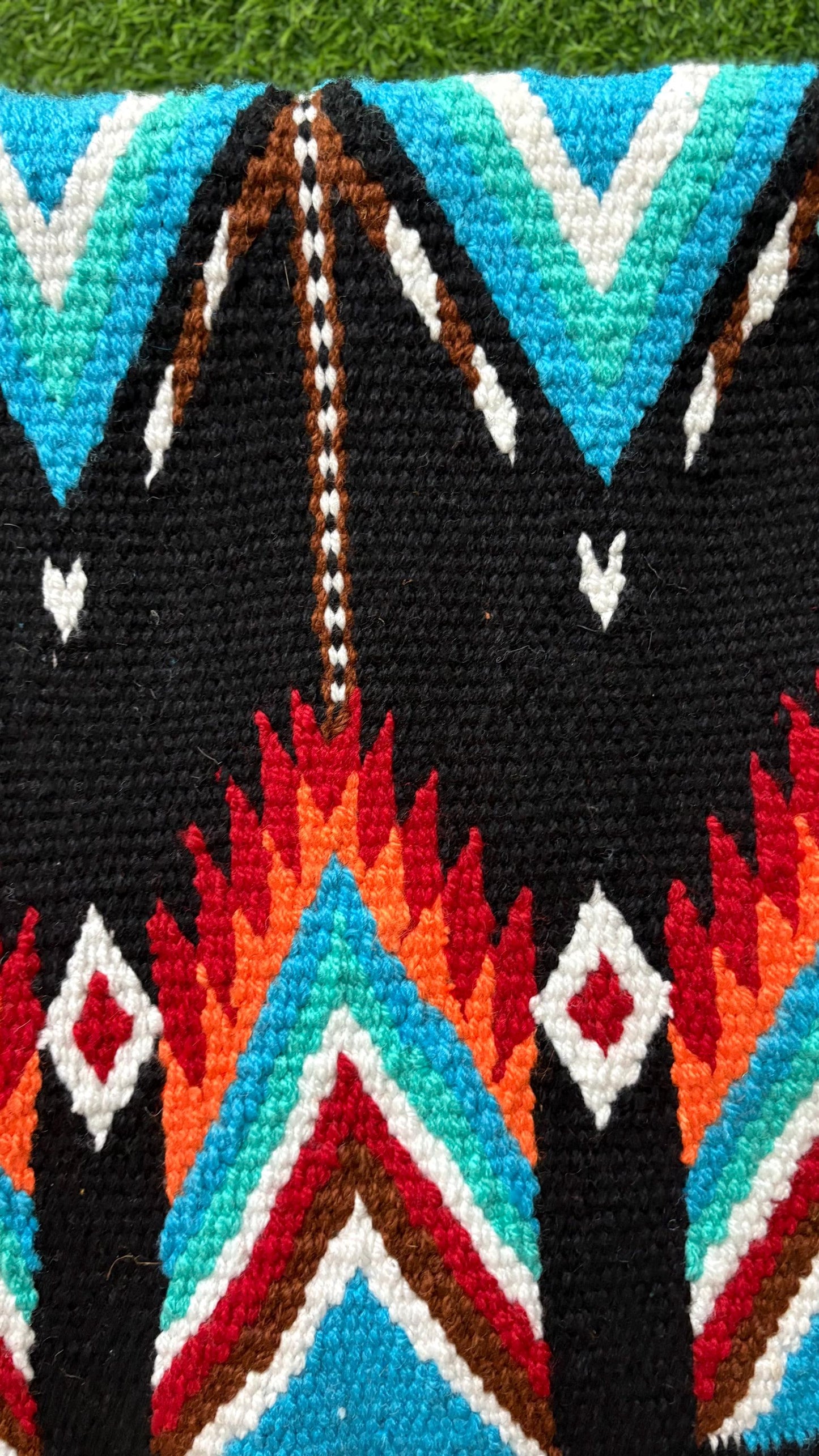 Western Saddle Pad | Black Saddle Blanket | Aztec Wool Horse Pad | Turquoise Brown Show Pad | Horse Tack Gift
