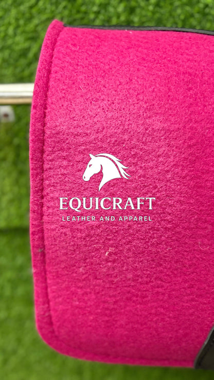 18 MM Pink Woollen  Felt Saddle Pad with Leather | Western Riding Pad | 30X30" & 32X32"