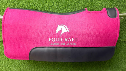 18 MM Pink Woollen  Felt Saddle Pad with Leather | Western Riding Pad | 30X30" & 32X32"