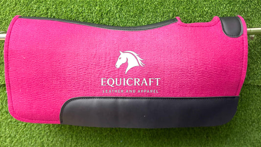 18 MM Pink Woollen  Felt Saddle Pad with Leather | Western Riding Pad | 30X30" & 32X32"