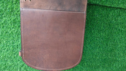 Brown Leather Western Saddle Bag – Plain Single Buckle Horse Trail Bag | Minimalist Cowboy Riding Tack