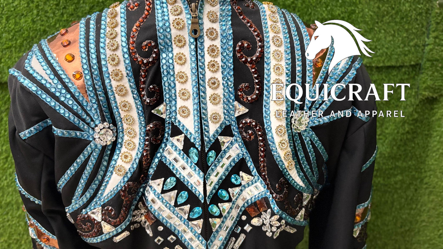 Western Showmanship Jacket | Hand-Embellished Crystal Show Jacket | Competition Riding Apparel (All Sizes)