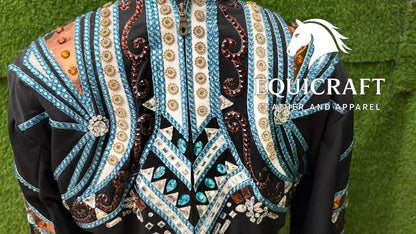 Western Showmanship Jacket | Hand-Embellished Crystal Show Jacket | Competition Riding Apparel (All Sizes)