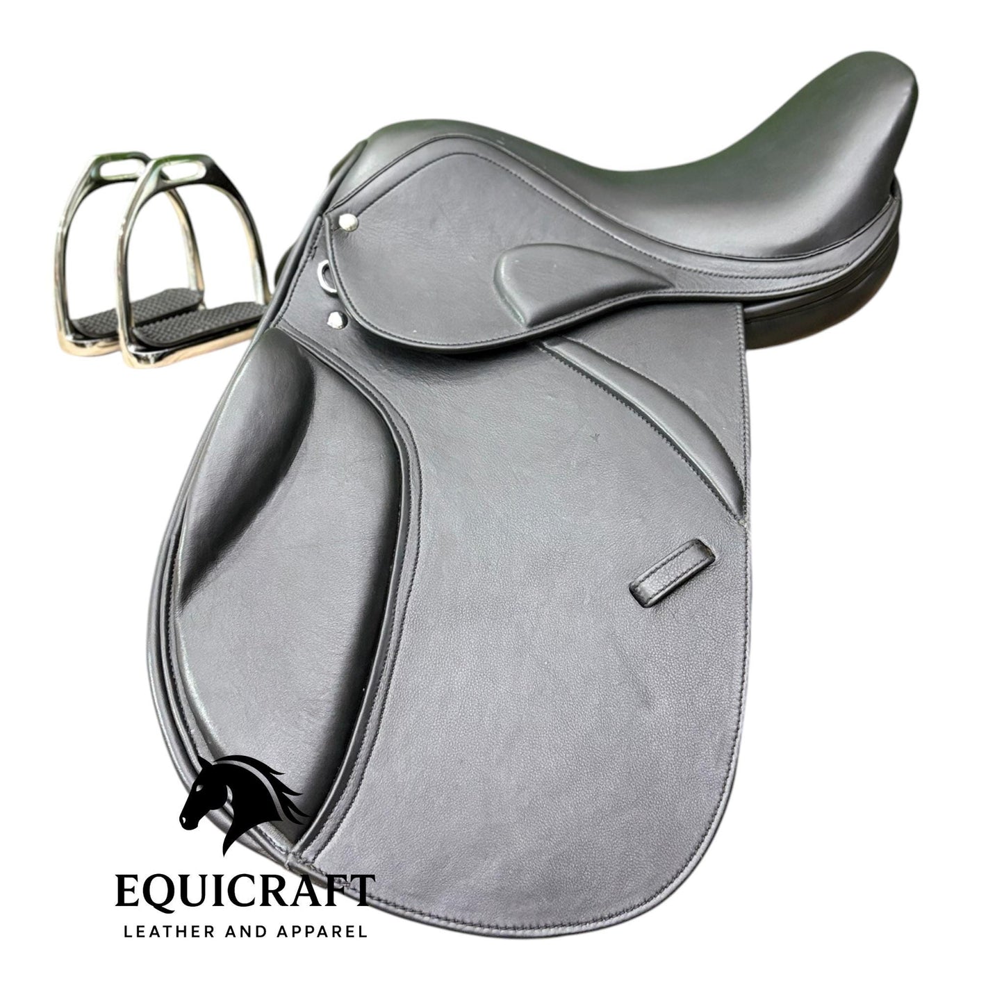 Black Leather Dressage Saddle | Long Flap English Saddle