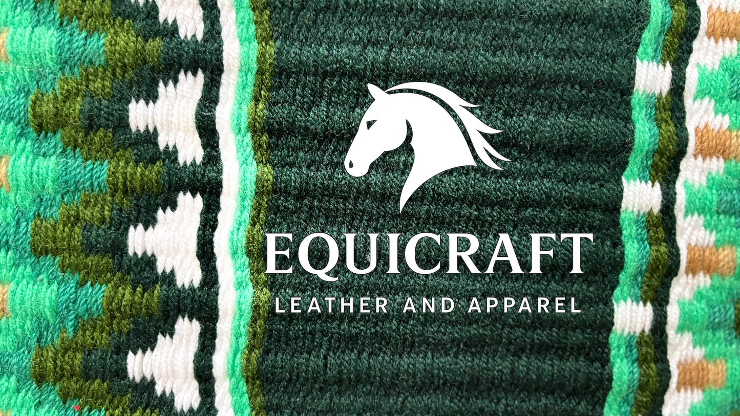 Green Tan Wool Western Saddle Pad – Diamond Show Pad | Horse Blanket Barrel Racing Rodeo Tack