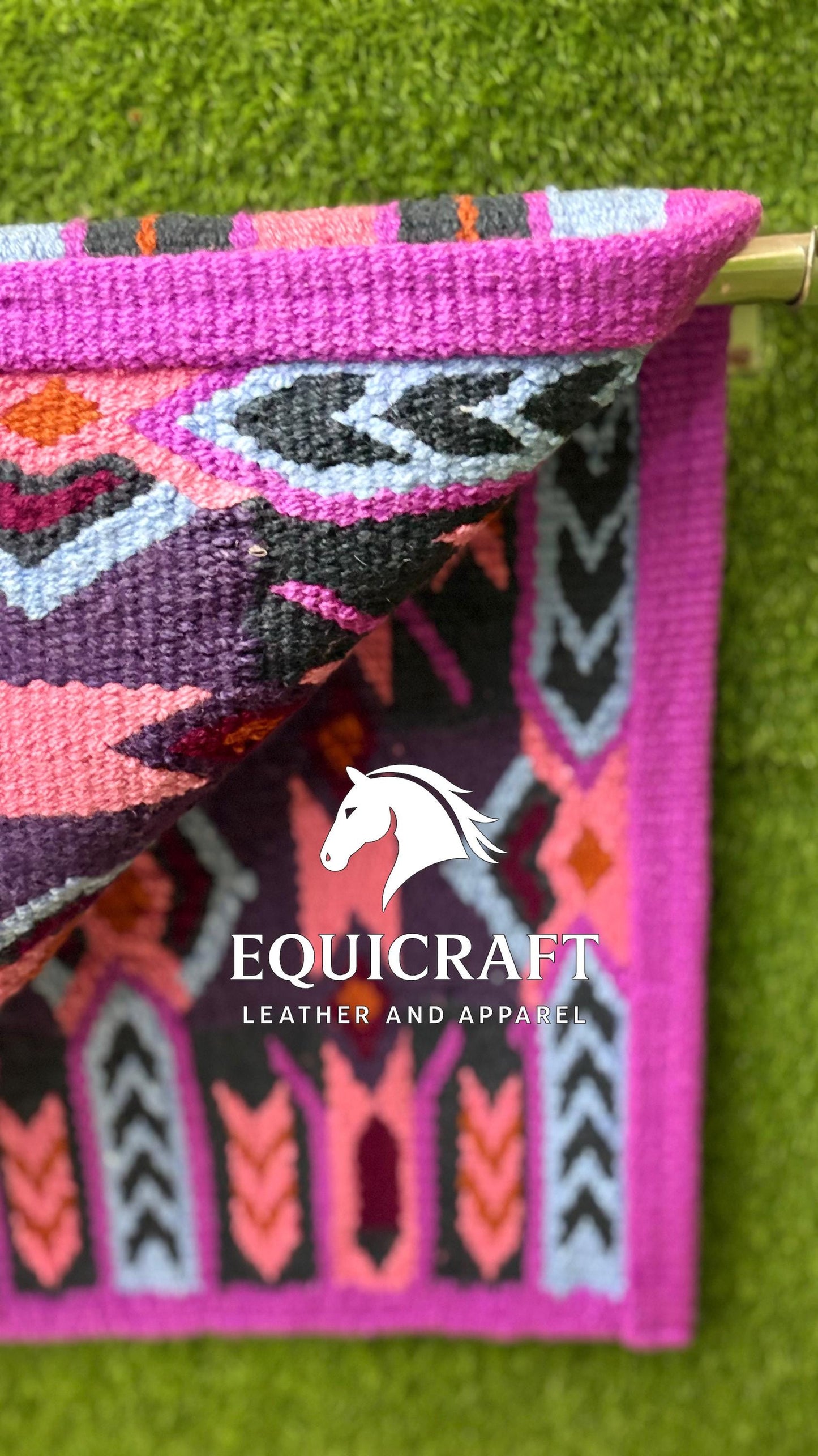 Hot Pink Purple Wool Western Saddle Blanket – Aztec Diamond Show Blanket | Horse Pad Barrel Racing Rodeo Tack SIZE 34X42