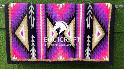 Hot Pink Purple Wool Western Saddle Blanket – Aztec Diamond Show Blanket | Horse Pad Barrel Racing Rodeo Tack SIZE 34X42