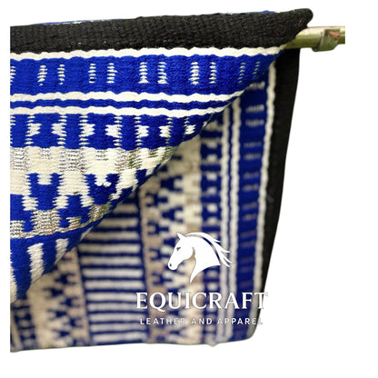 Royal Blue Black Wool Western Saddle Pad – Aztec Stripe Show Pad | Horse Blanket Barrel Racing Rodeo Ranch Tack SIZE 36X42