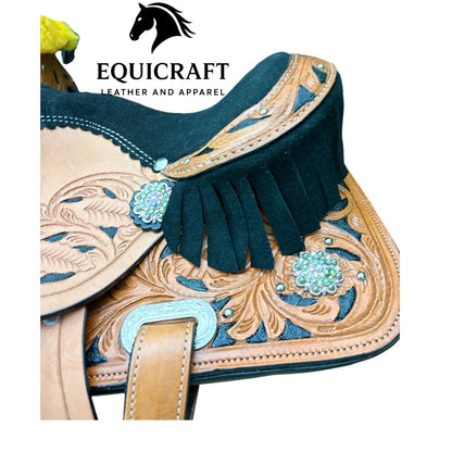 Hand Tooled Western Leather Saddle with Tack Set