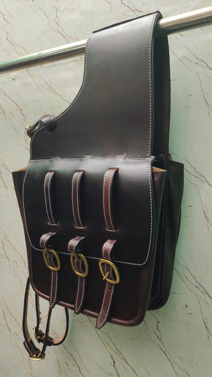Western Saddle Bag Leather | Handmade Tooled Horse Tack | Trail Riding Gear Cowboy Style