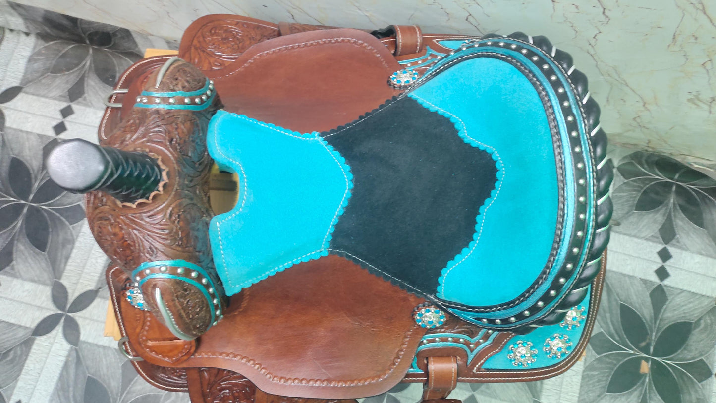 Handmade Western Leather Saddle With Tack | Trail & Barrel Racing
