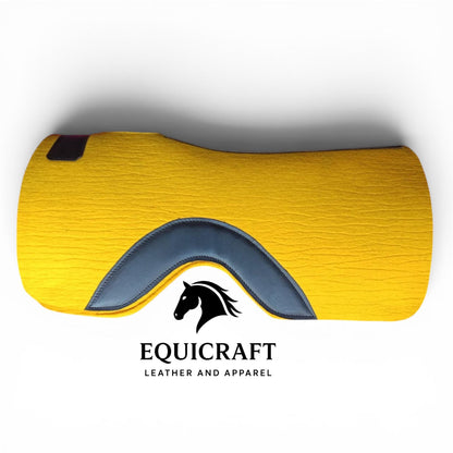 18 MM Woollen Yellow Wool Felt Saddle Pad with Leather | Western Riding Pad | 30X30" & 32X32"
