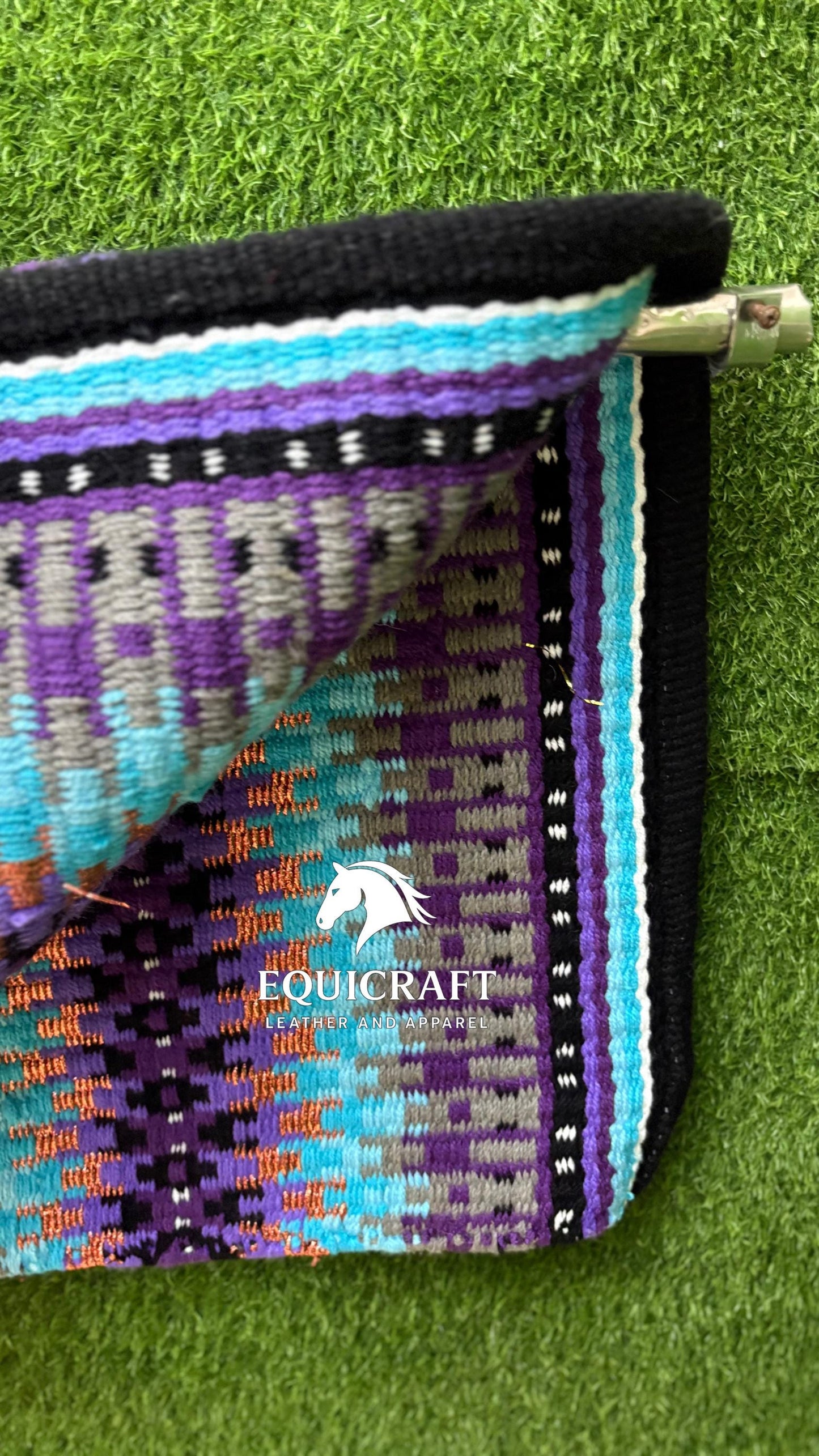 Western Saddle Pad | Black Purple Turquoise Saddle Blanket | Aztec Wool Horse Pad | Southwest Show Pad | Horse Tack Gift
