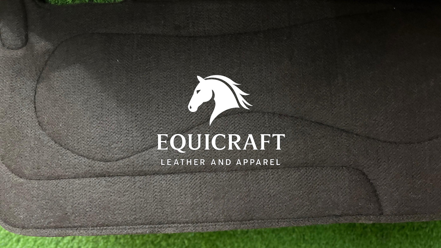18 MM Brown Woollen  Felt Saddle Pad with Hand-Carved Leather | Western Riding Pad | 30X30" & 32X32"
