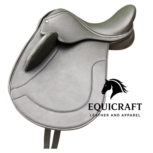 Black Leather Dressage Saddle | Long Flap English Saddle