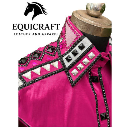 Pink Western Show Shirt | Rodeo Shirt Women | Cowgirl Show Clothing | Equestrian Apparel
