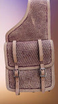 Cream & Brown Woven Leather Western Saddle Bag – Two Tone Braided Horse Trail Bag | Double Buckle Cowboy Tack