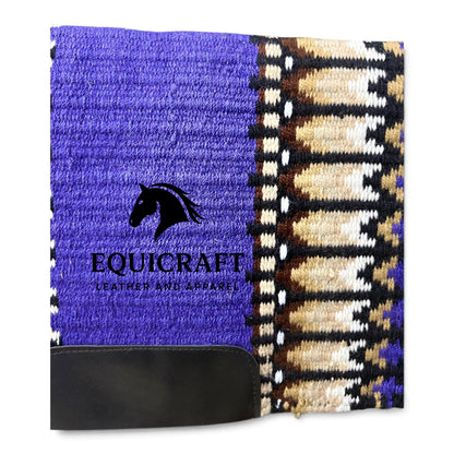 Western Wool Saddle Blanket, Purple Cream Brown Striped Southwestern Pattern, Horse Saddle Pad, Show Blanket Size:-32x38