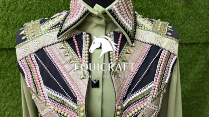 Light Green Bolero + Matching Long Sleeve Shirt western show Bolero Set All sizes
