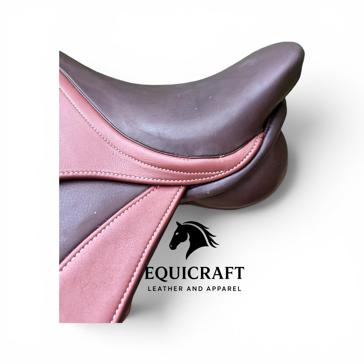 Double tone Premium Close Contact Saddle | Brown Leather English Riding Saddle for Training & Jumping