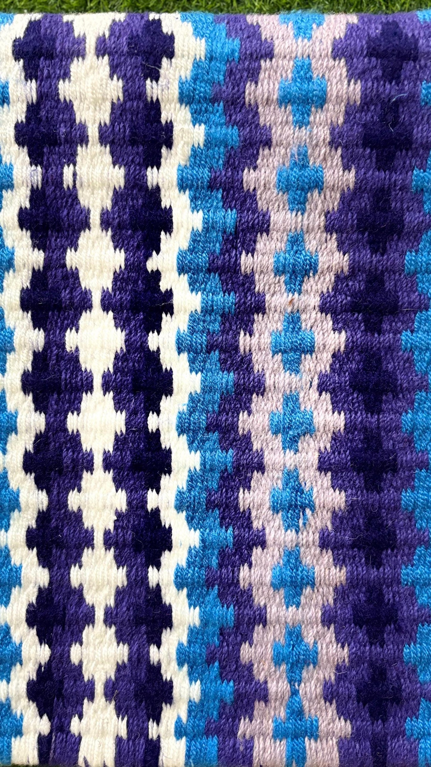 Western Saddle Pad | White Purple Blue Saddle Blanket | Wool Horse Pad | Southwest Show Pad | Horse Tack Gift