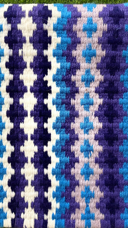Western Saddle Pad | White Purple Blue Saddle Blanket | Wool Horse Pad | Southwest Show Pad | Horse Tack Gift