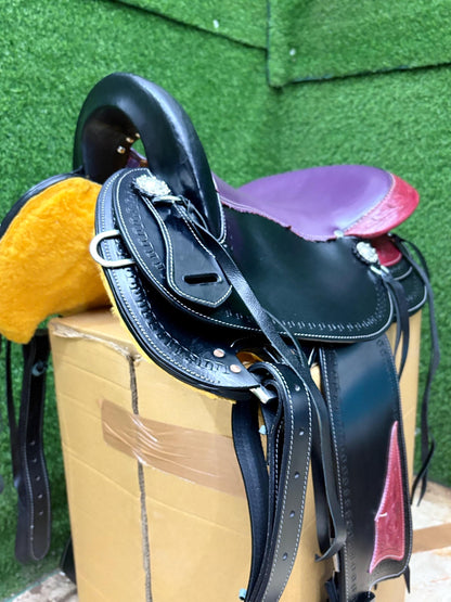 Western Leather Endurance Saddle | Black Trail Riding Saddle