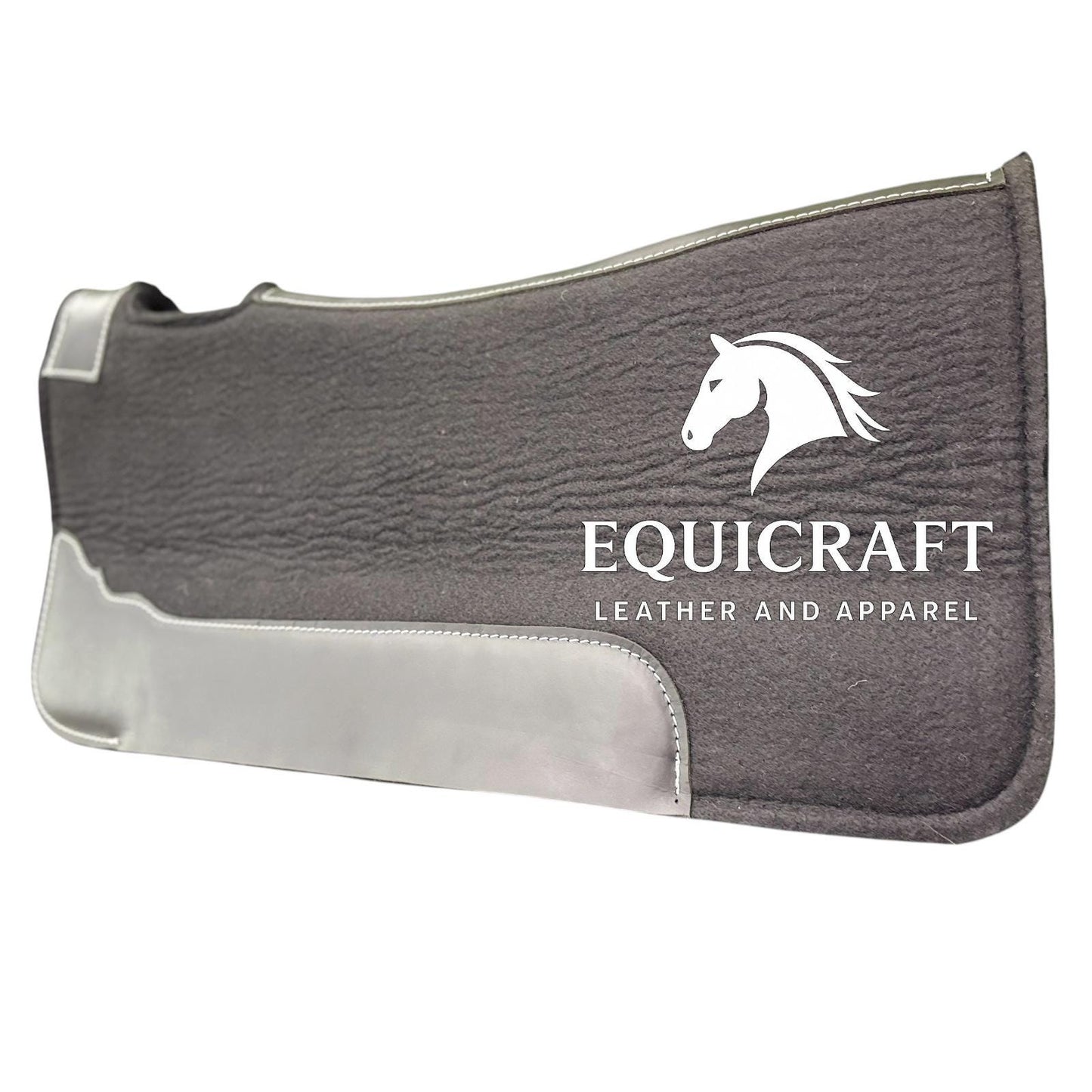 18 MM Black Woollen Felt Saddle Pad with Leather | Western Riding Pad | 30X30" & 32X32"