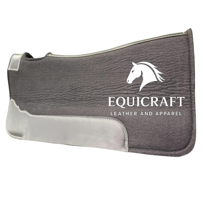 18 MM Black Woollen Felt Saddle Pad with Leather | Western Riding Pad | 30X30" & 32X32"