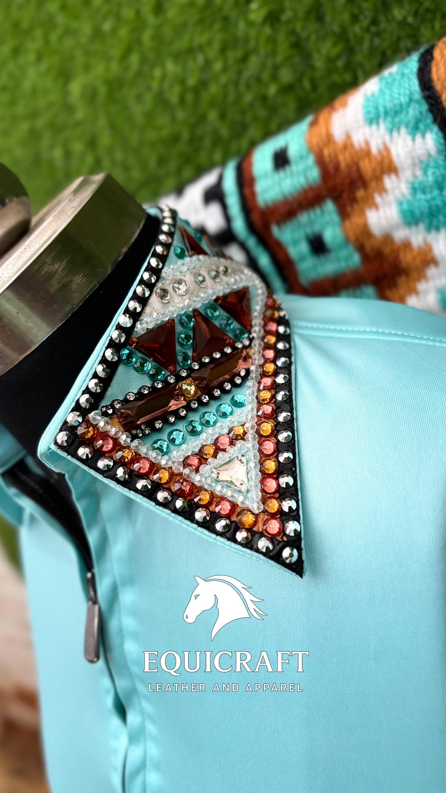 Rhinestone Western Show Shirt & Wool Saddle Blanket | Showmanship Apparel Set