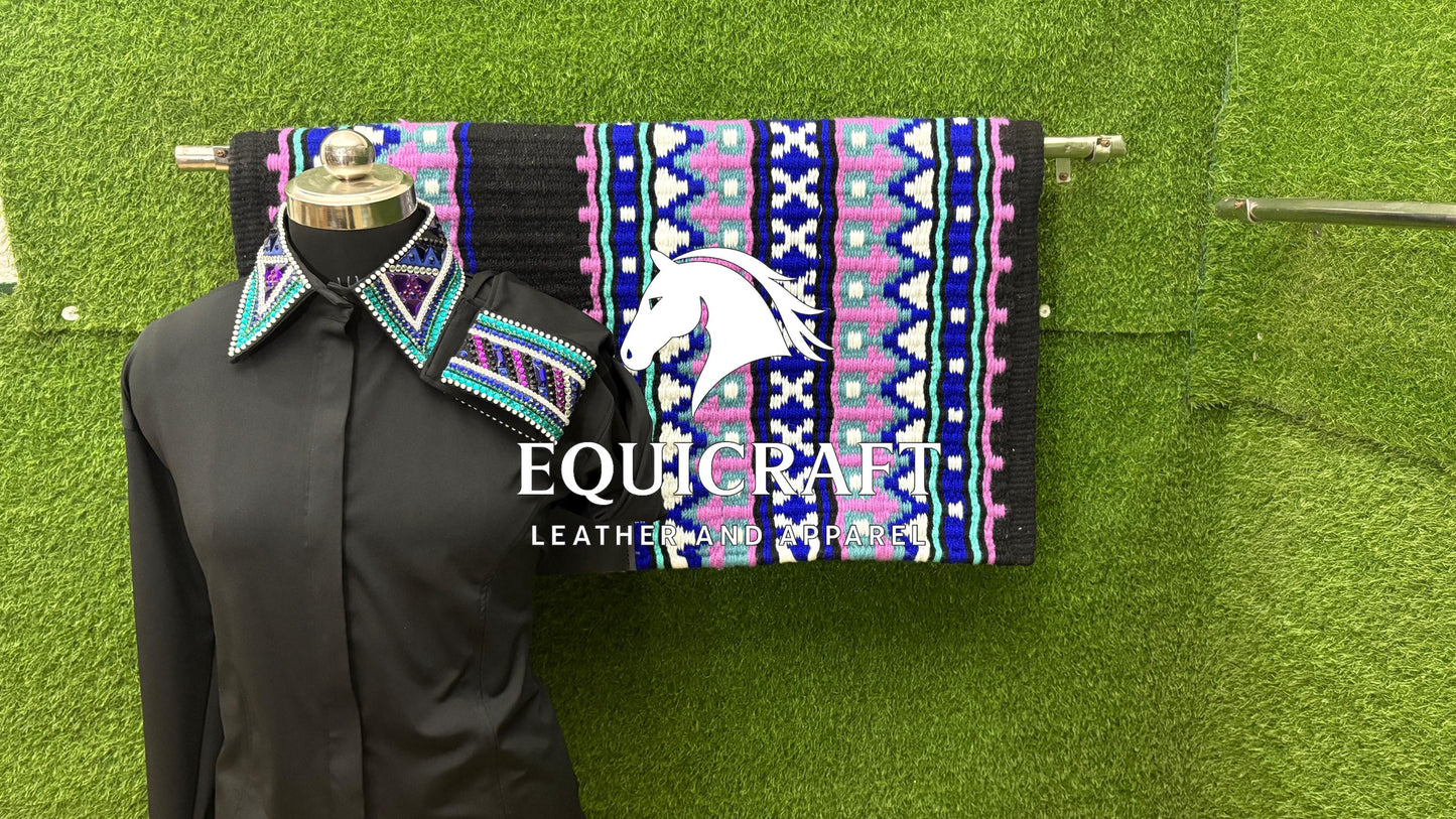 Western Showmanship Set | Crystal Show Shirt with Wool Saddle Blanket | Custom Options