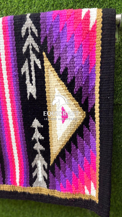 Hot Pink Purple Wool Western Saddle Blanket – Aztec Diamond Show Blanket | Horse Pad Barrel Racing Rodeo Tack SIZE 34X42