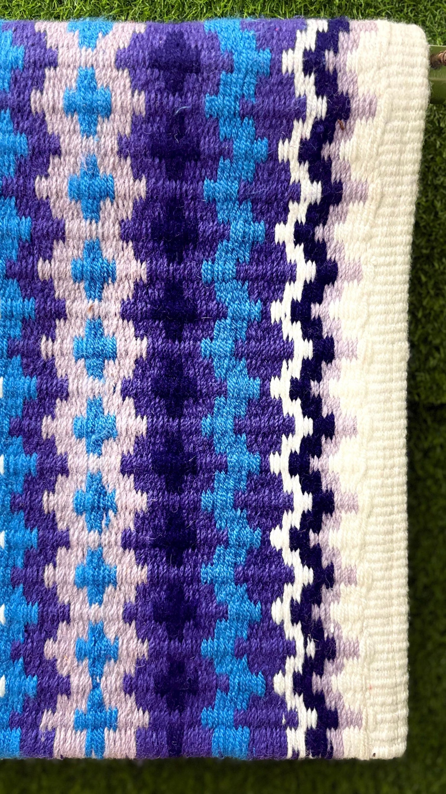 Western Saddle Pad | White Purple Blue Saddle Blanket | Wool Horse Pad | Southwest Show Pad | Horse Tack Gift