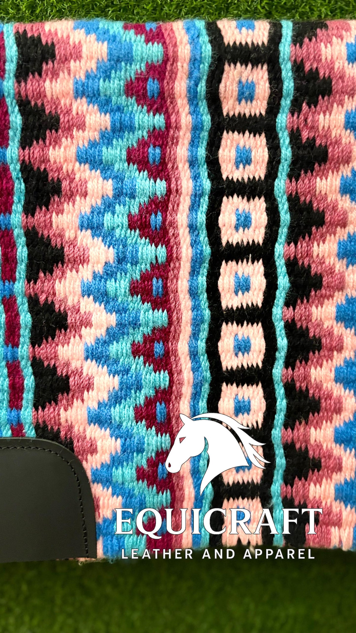 Pink Turquoise Wool Western Saddle Pad – Show Pad Blanket Barrel Racing Rodeo Tack