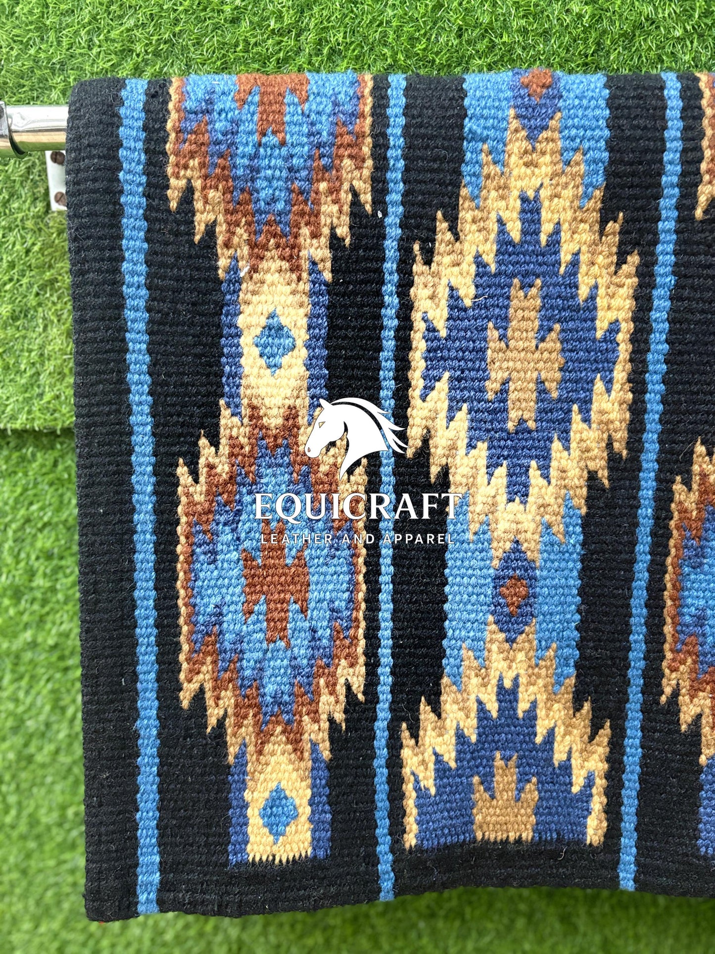 Blue Black Wool Western Saddle Blanket Diamond Show Blanket Horse Pad Rodeo Ranch Tack