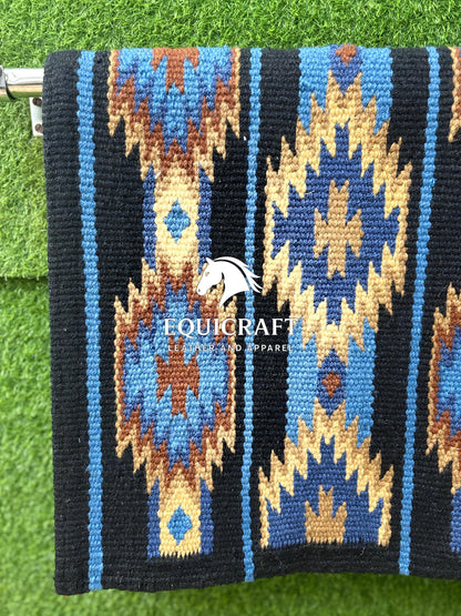 Blue Black Wool Western Saddle Blanket Diamond Show Blanket Horse Pad Rodeo Ranch Tack