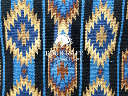 Blue Black Wool Western Saddle Blanket Diamond Show Blanket Horse Pad Rodeo Ranch Tack