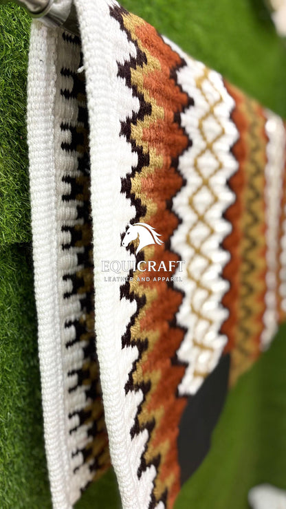 Rust Orange Gold Wool Western Saddle Pad – Aztec Zigzag Show Pad | Horse Blanket Barrel Racing Rodeo Ranch Tack