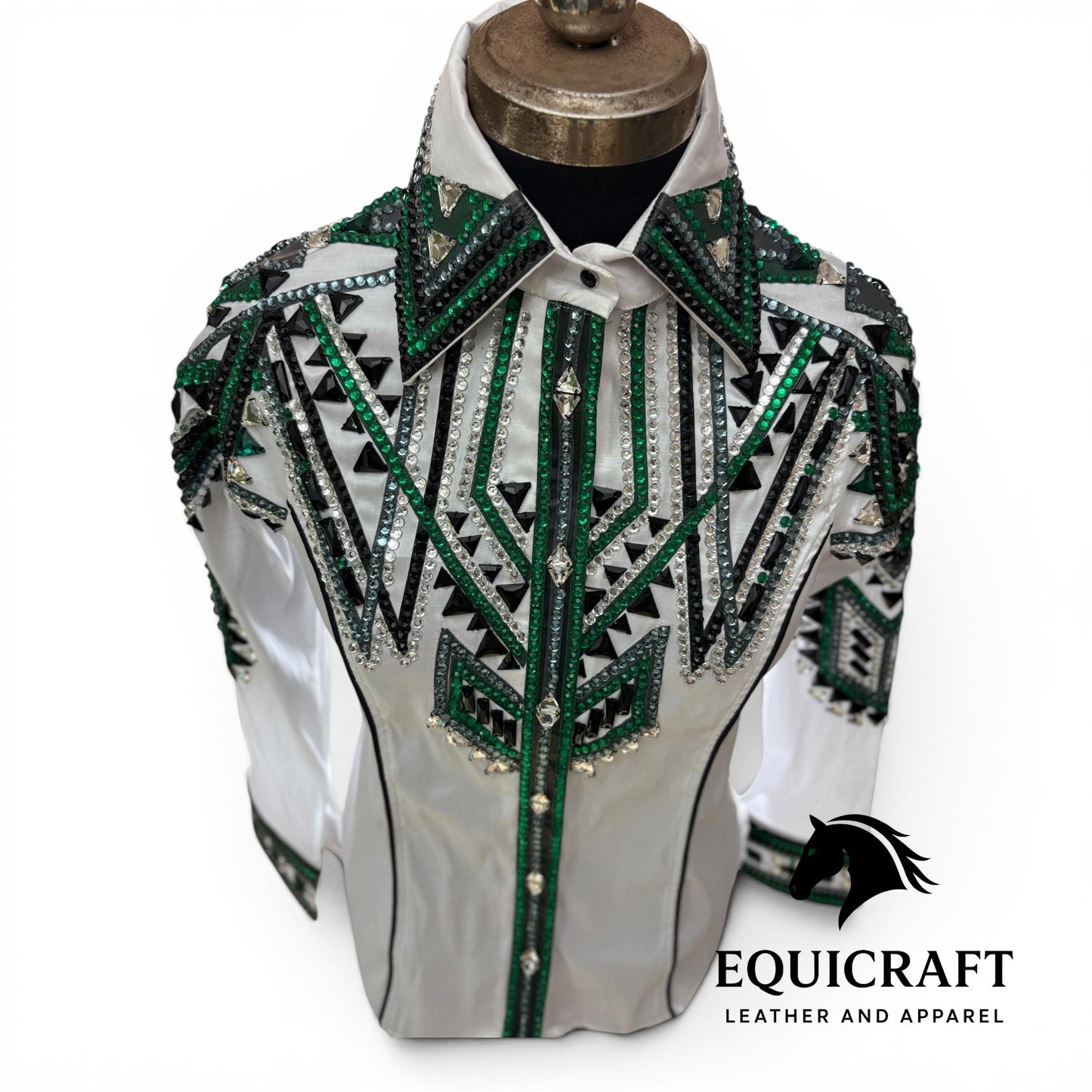 White Western Show Shirt | Rodeo Shirt Women | Cowgirl Show Clothing | Equestrian Apparel