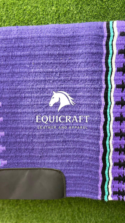 Purple Turquoise Wool Western Saddle Pad – Aztec Stripe Show Pad | Horse Blanket Barrel Racing Rodeo Ranch Tack