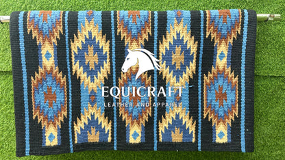Blue Black Wool Western Saddle Blanket Diamond Show Blanket Horse Pad Rodeo Ranch Tack