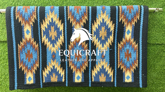 Blue Black Wool Western Saddle Blanket Diamond Show Blanket Horse Pad Rodeo Ranch Tack