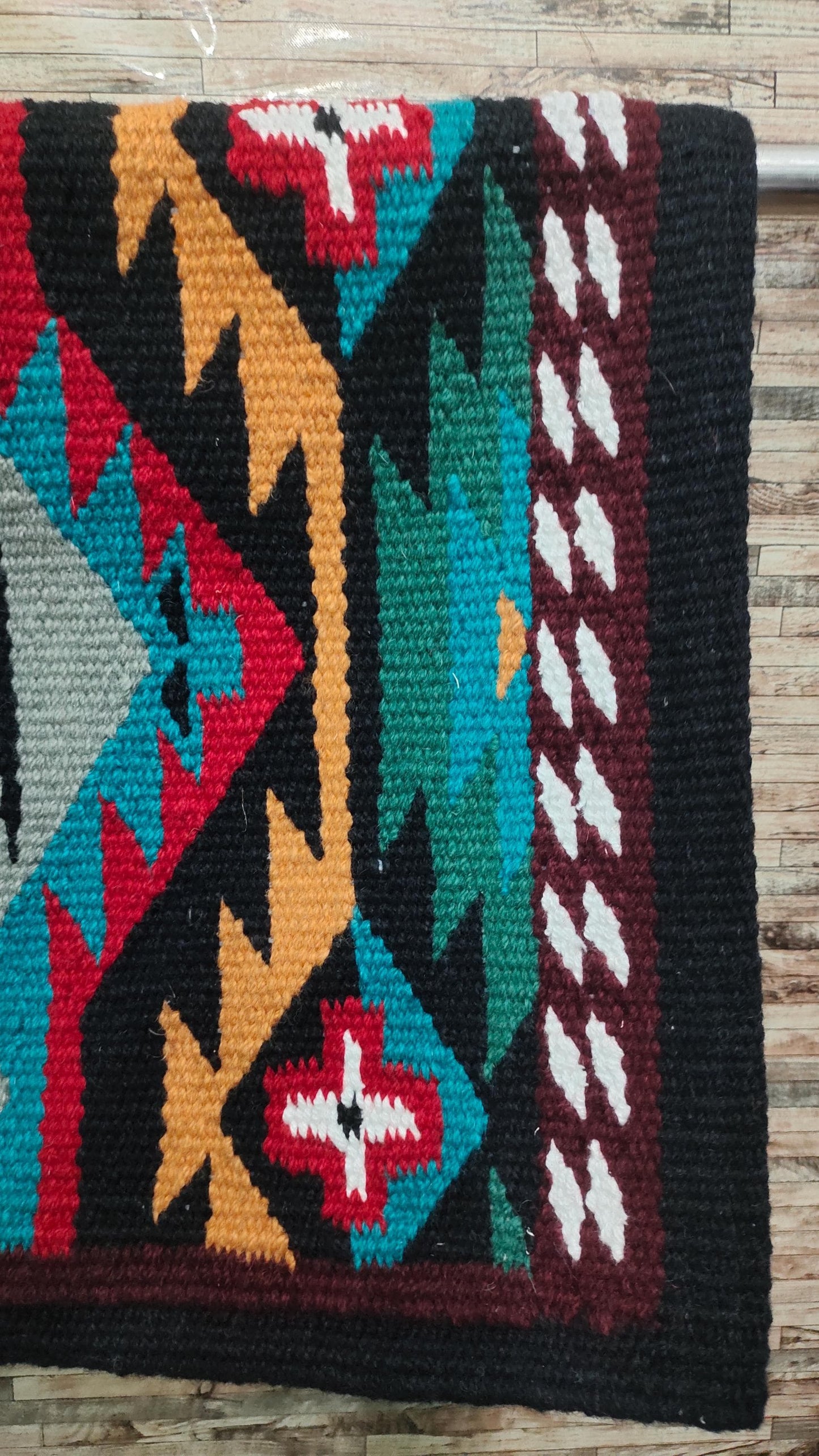 Multicolor Wool Western Saddle Blanket – Aztec Cross Show Blanket | Horse Pad Barrel Racing Rodeo Ranch Tack