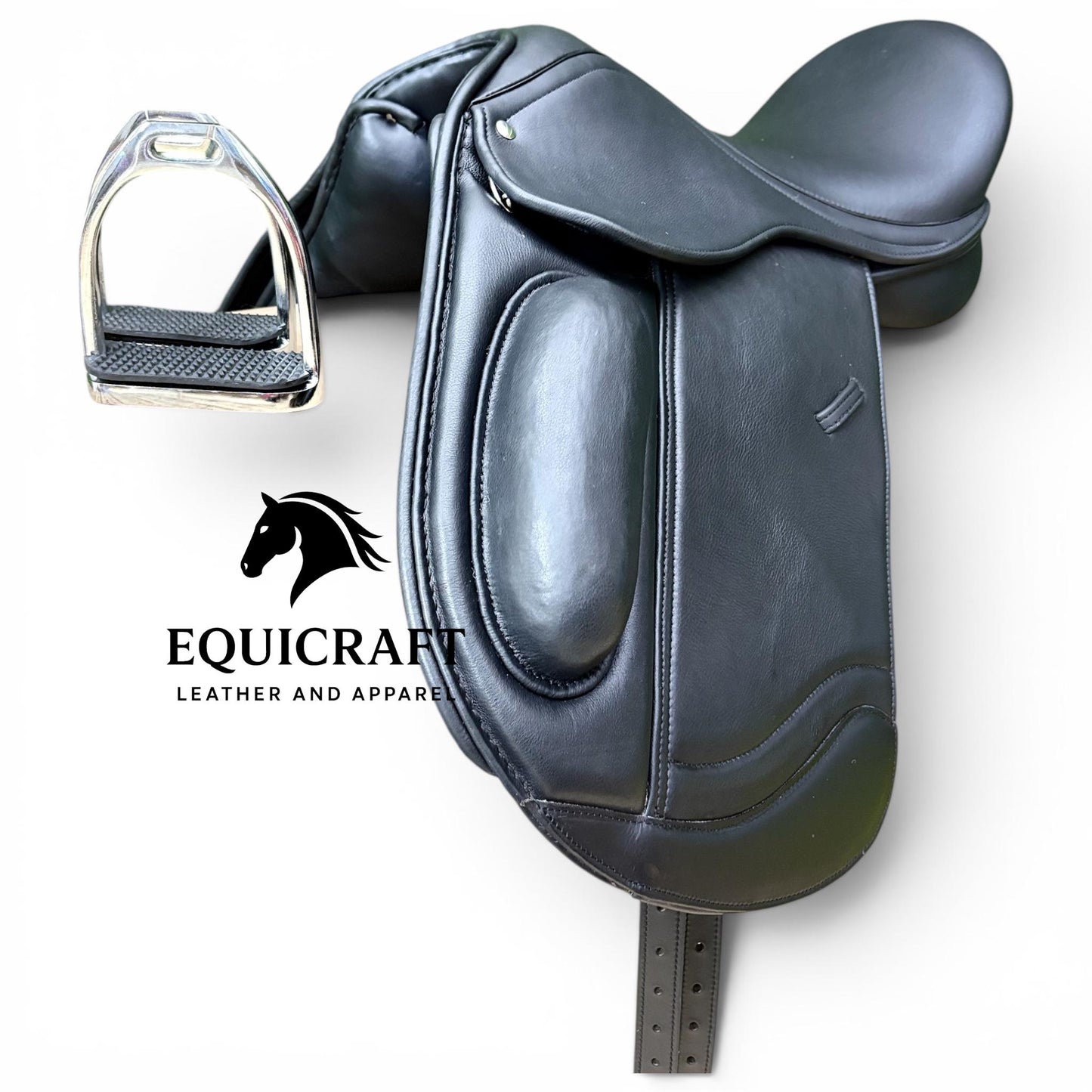 New Design Premium Leather Dressage Saddle with Iron Stirrup| Long Flap English Saddle | All Sizes 14" to 18"