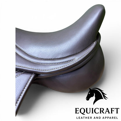 Premium Close Contact Saddle | Brown Leather English Riding Saddle for Training & Jumping
