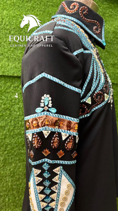 Western Showmanship Jacket | Hand-Embellished Crystal Show Jacket | Competition Riding Apparel (All Sizes)